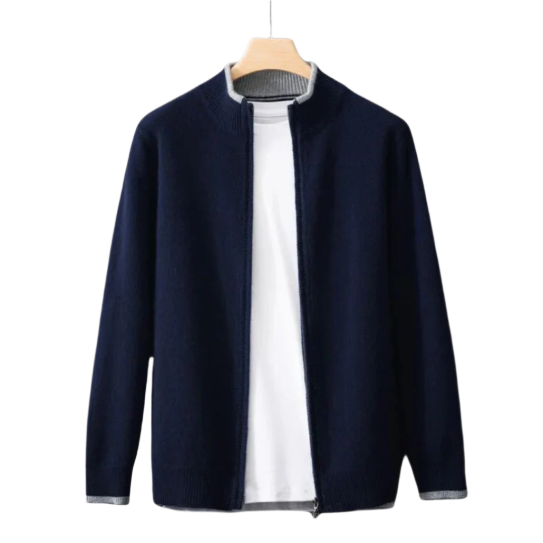 Men’s zip-up knitted cardigan