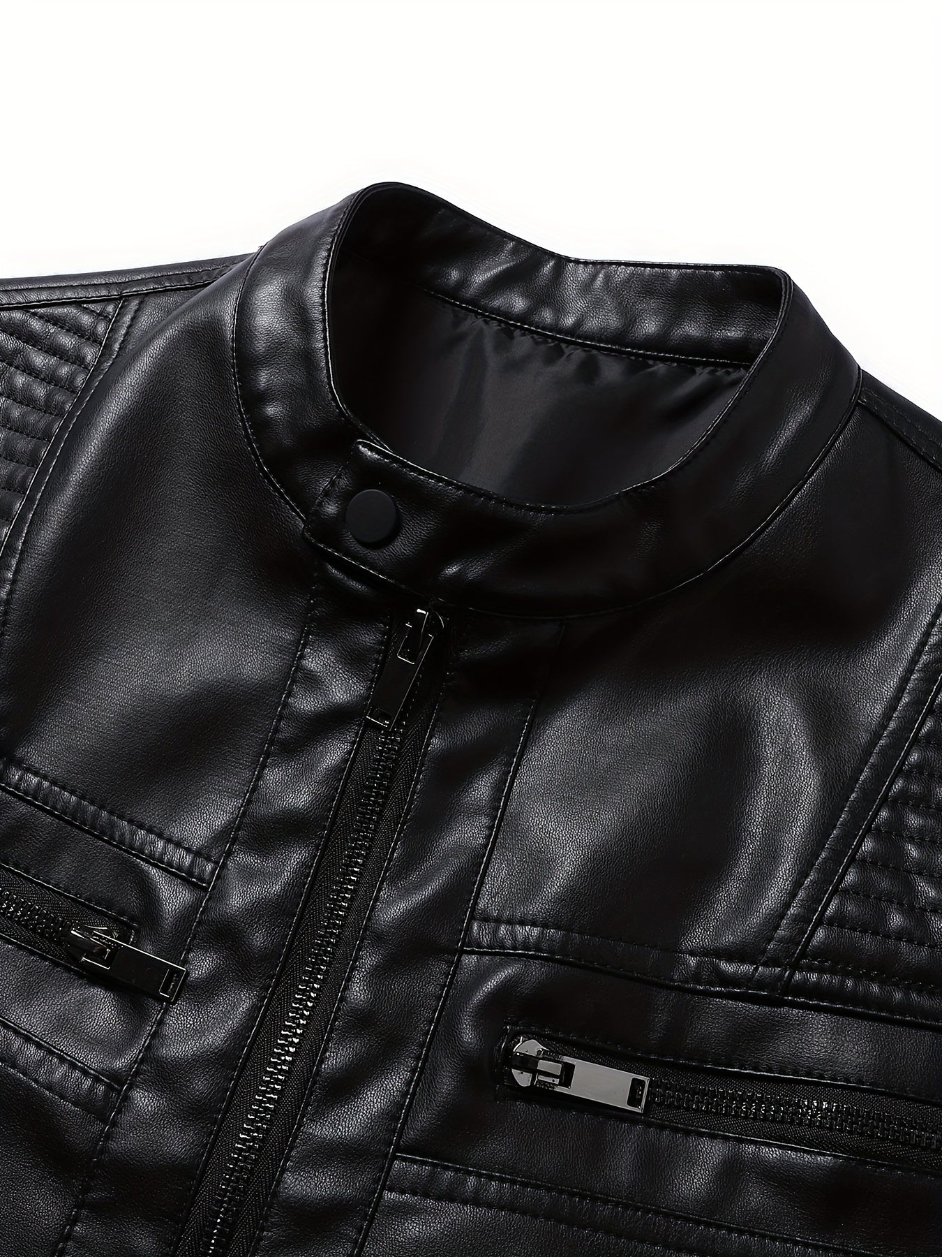 Men's stand-collar moto jacket