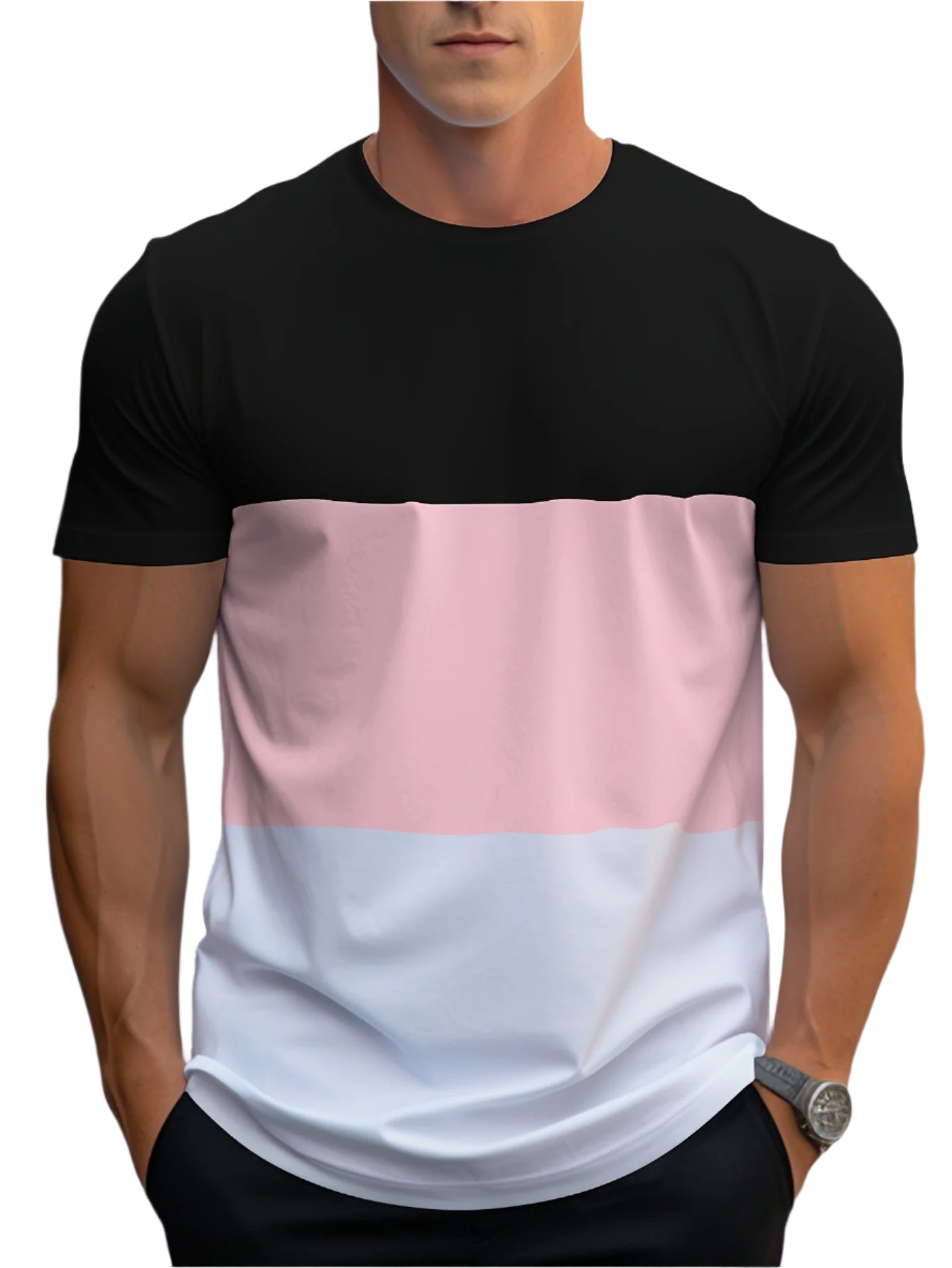 Men’s color-block crew-neck T-shirt