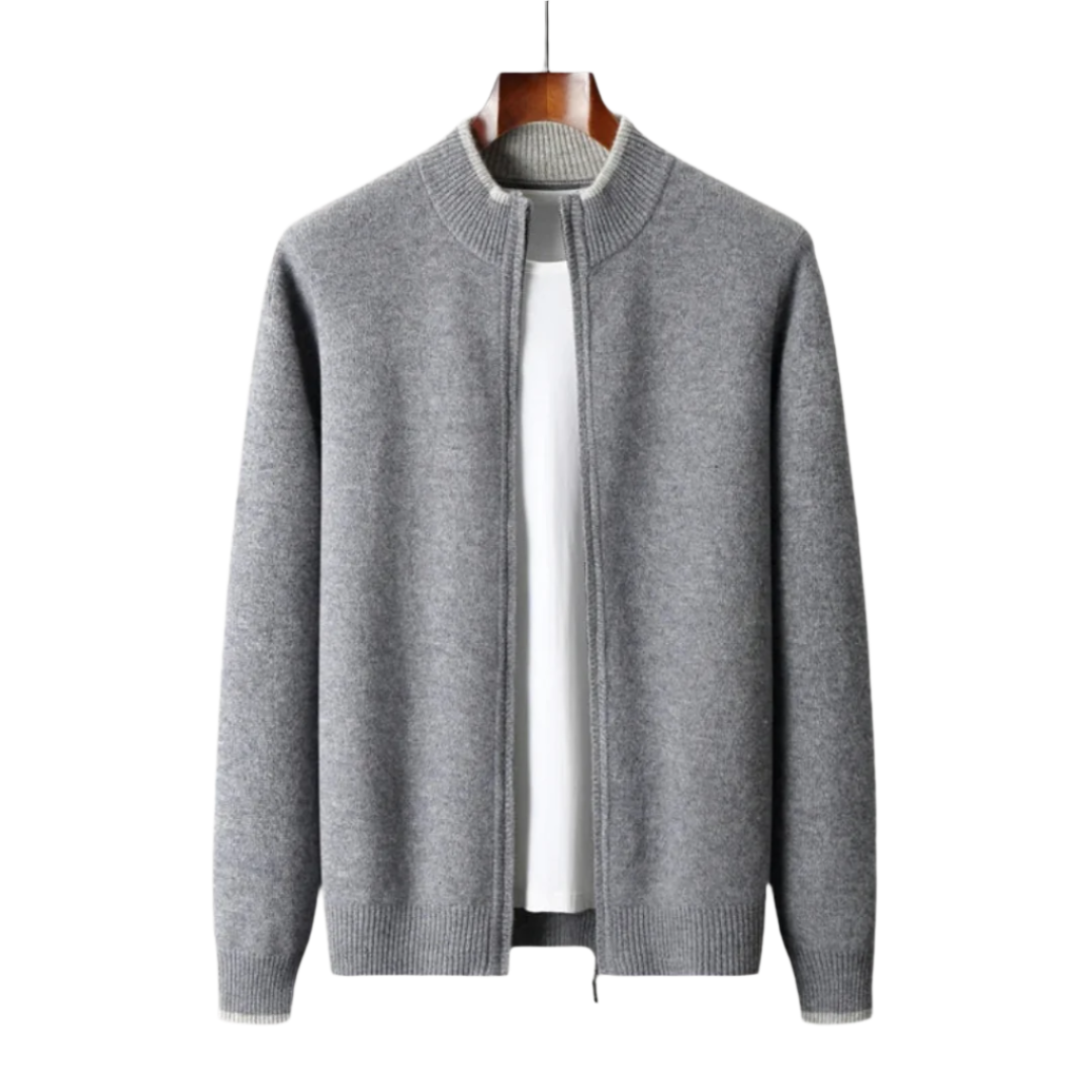 Men’s zip-up knitted cardigan