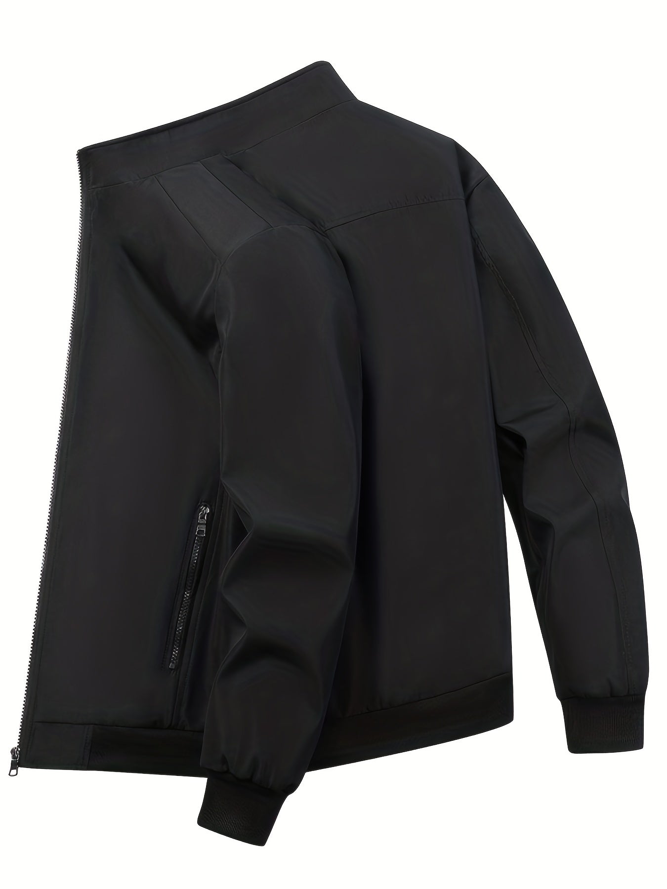 Men's casual stand-collar jacket with zippered pockets