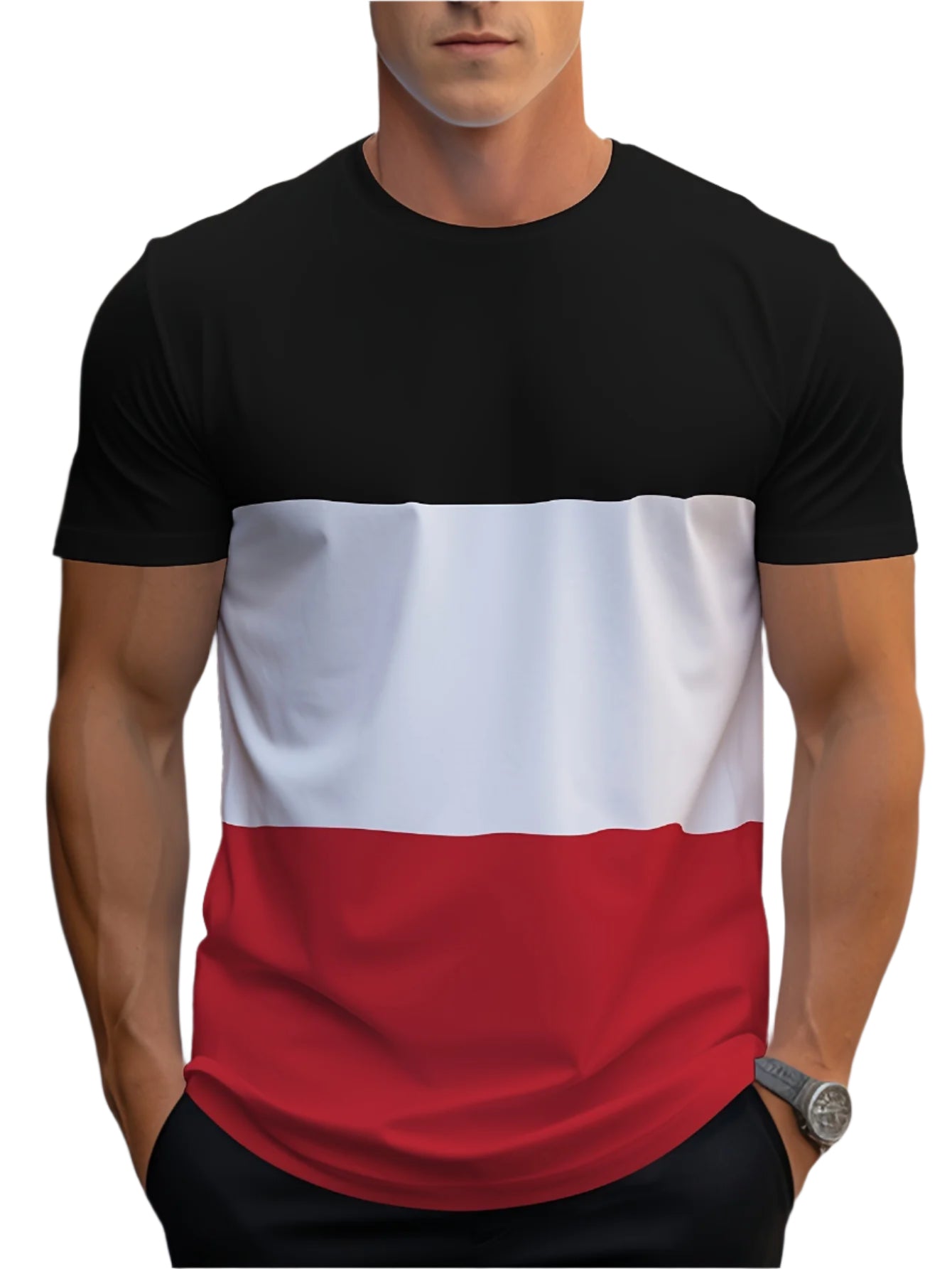 Men’s color-block crew-neck T-shirt