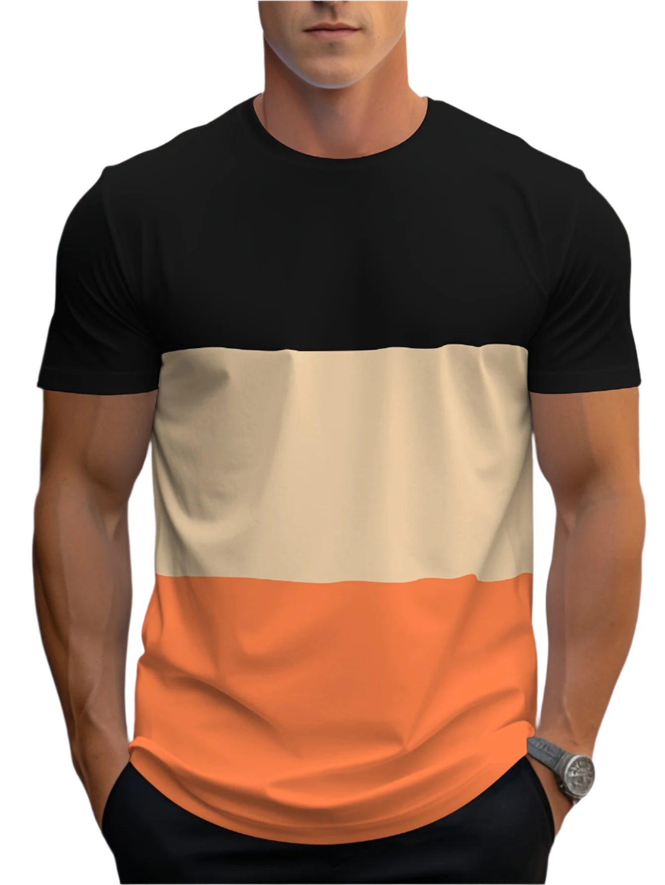 Men’s color-block crew-neck T-shirt