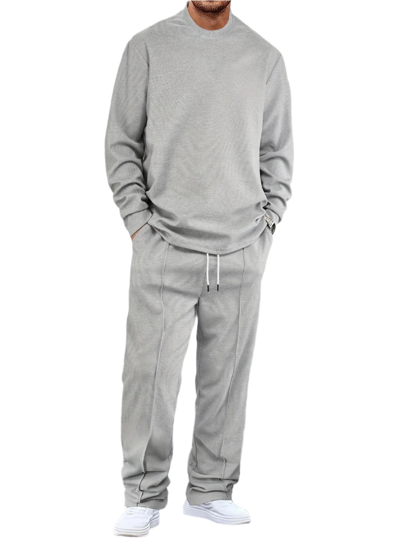 Men's waffle-pattern two-piece winter set