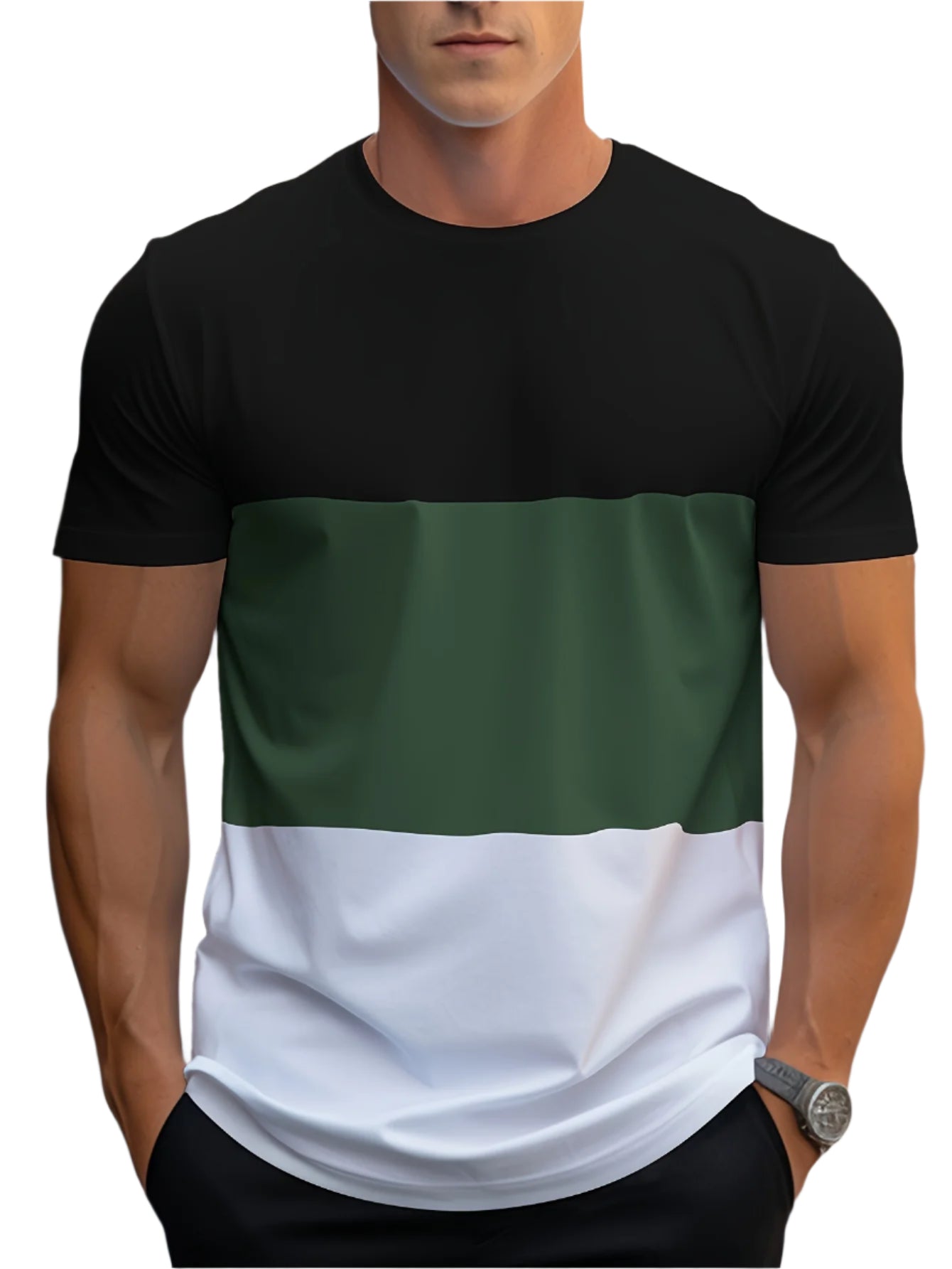 Men’s color-block crew-neck T-shirt