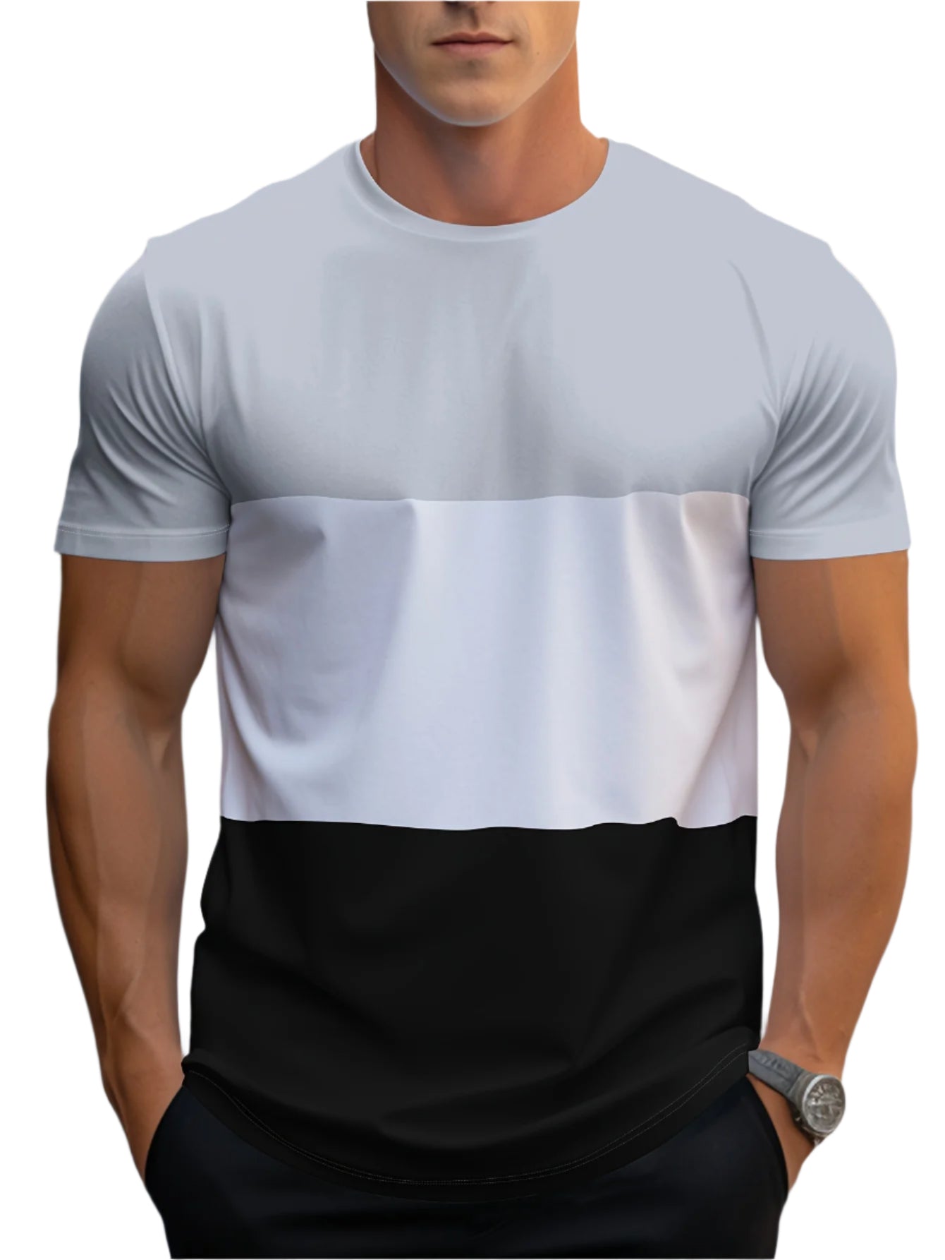 Men’s color-block crew-neck T-shirt