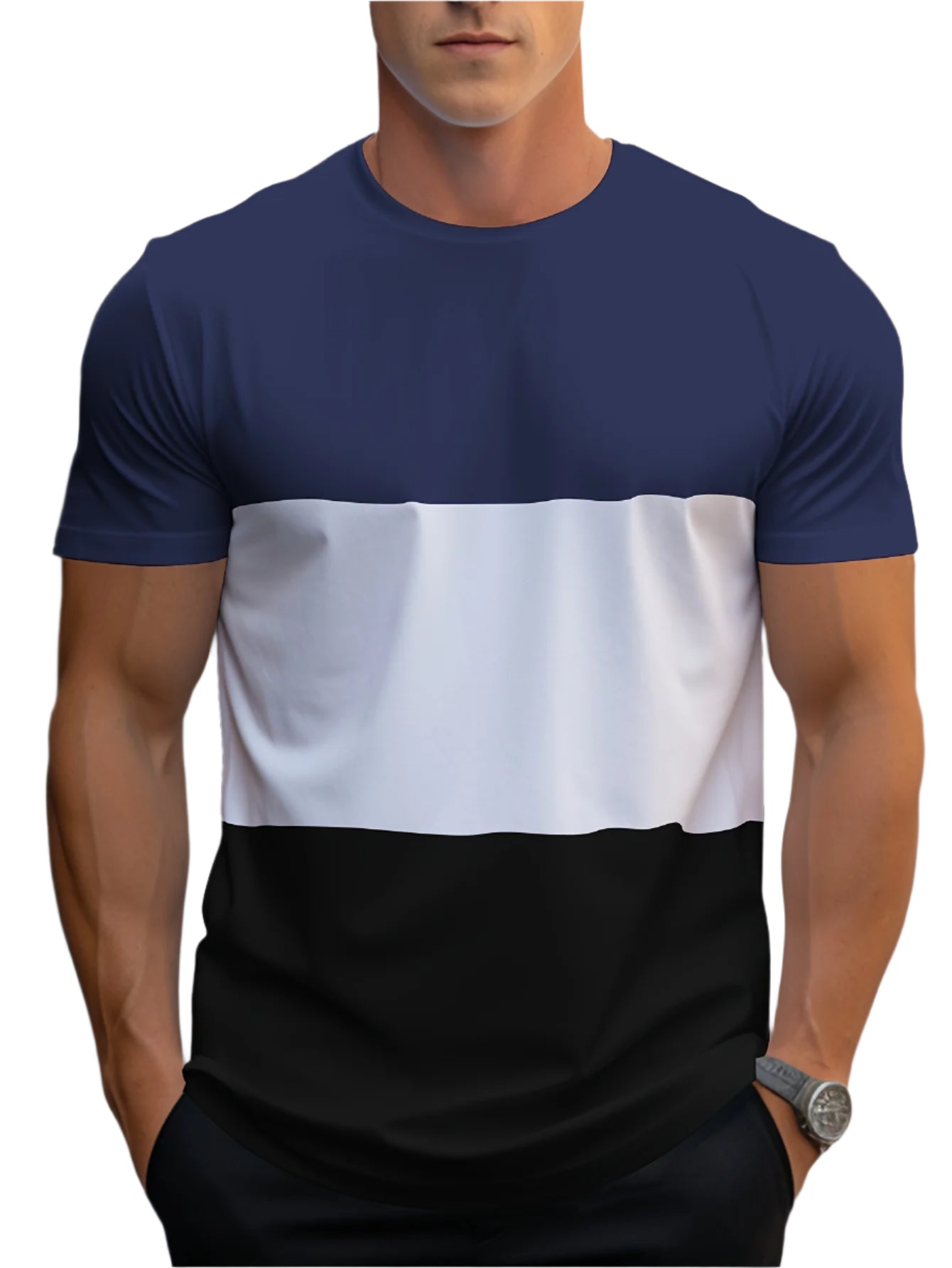 Men’s color-block crew-neck T-shirt