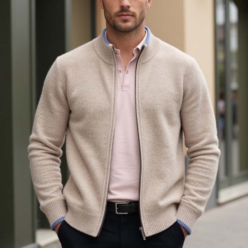 Men’s zip-up knitted cardigan