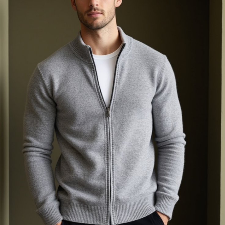 Men’s zip-up knitted cardigan