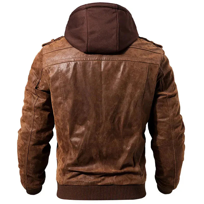 Men's thick hooded zip-up jacket