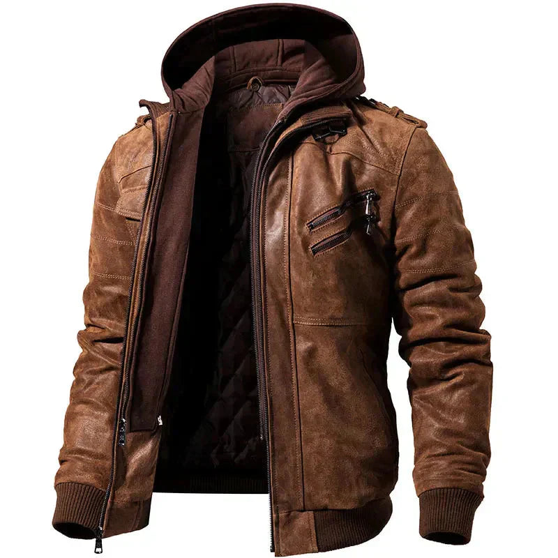 Men's thick hooded zip-up jacket