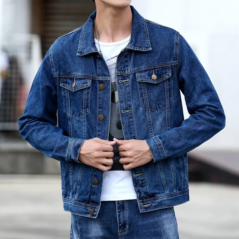 Men's classic button-up denim jacket