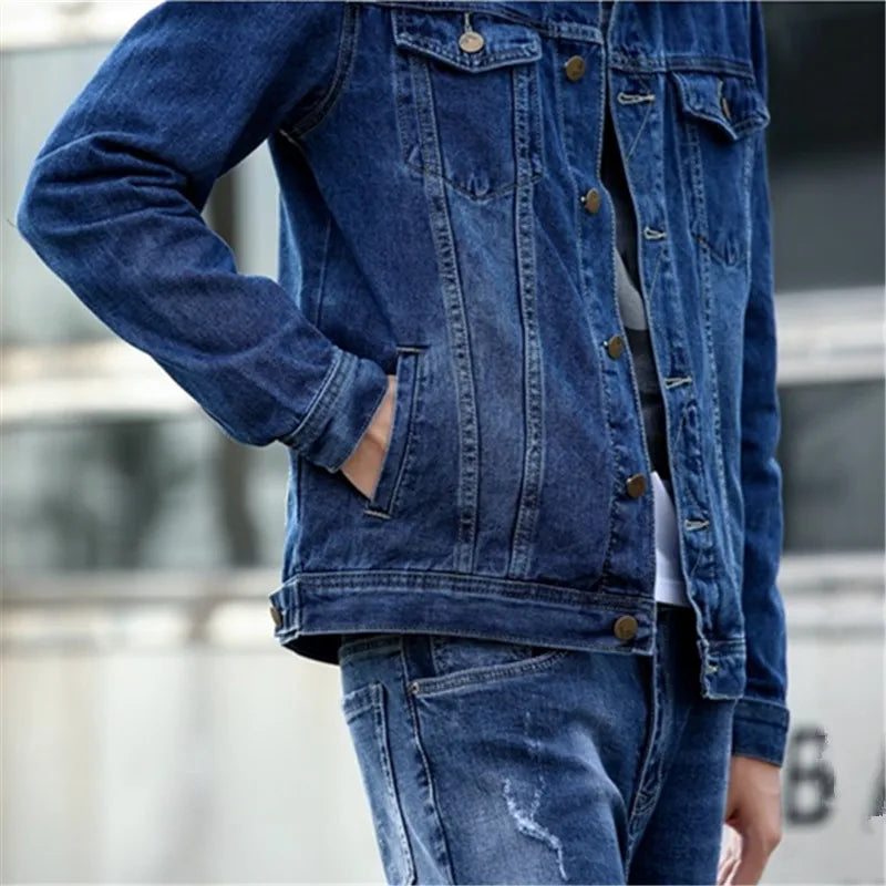 Men's classic button-up denim jacket