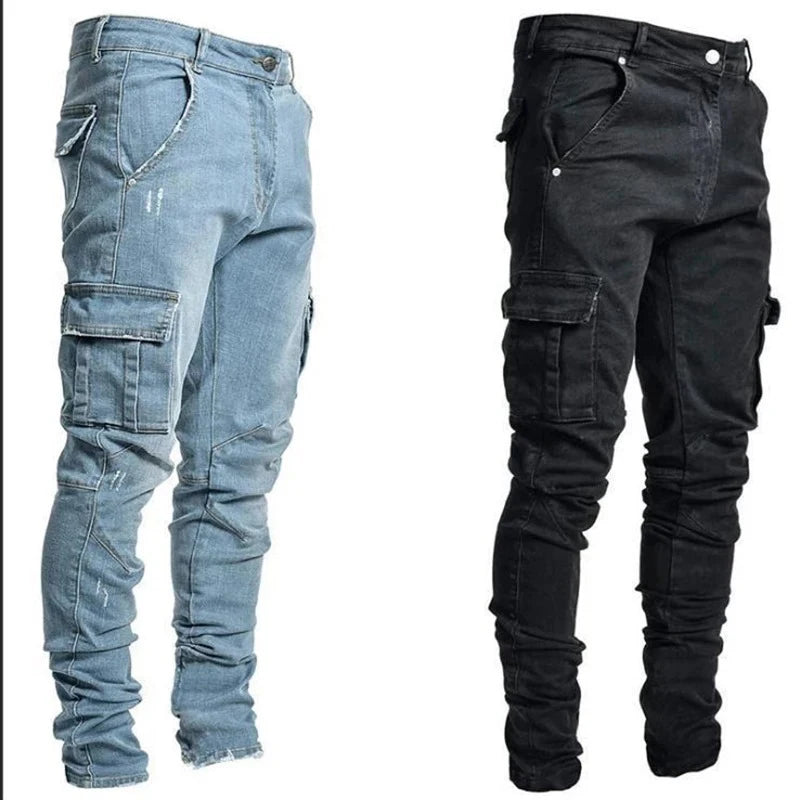 Men’s slim-fit cargo denim jeans