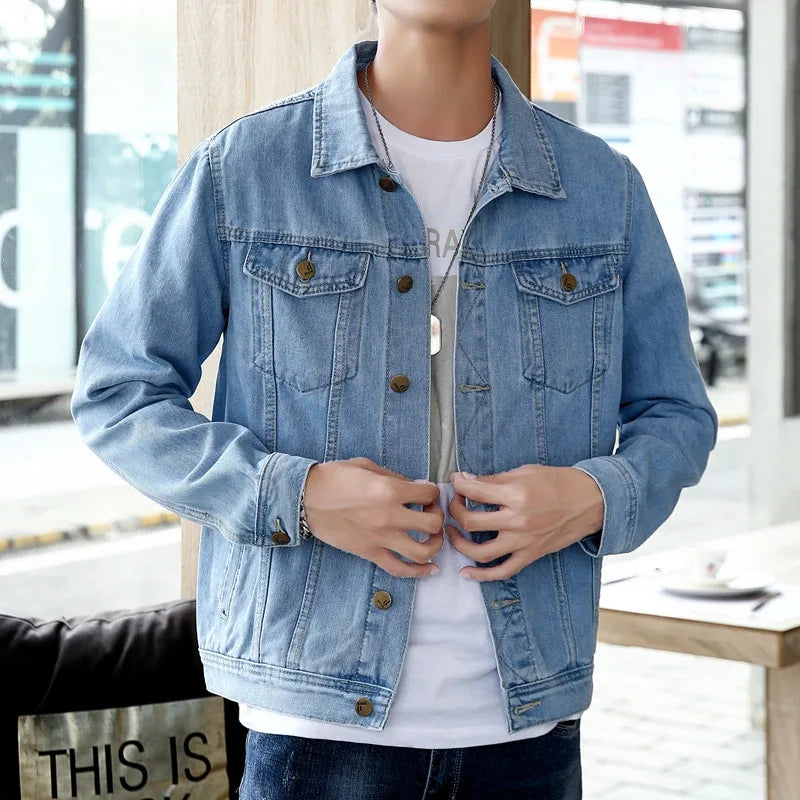 Men's classic button-up denim jacket