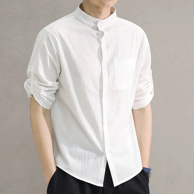 Men's summer stand-collar shirt