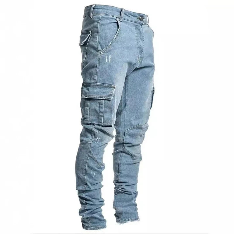 Men’s slim-fit cargo denim jeans