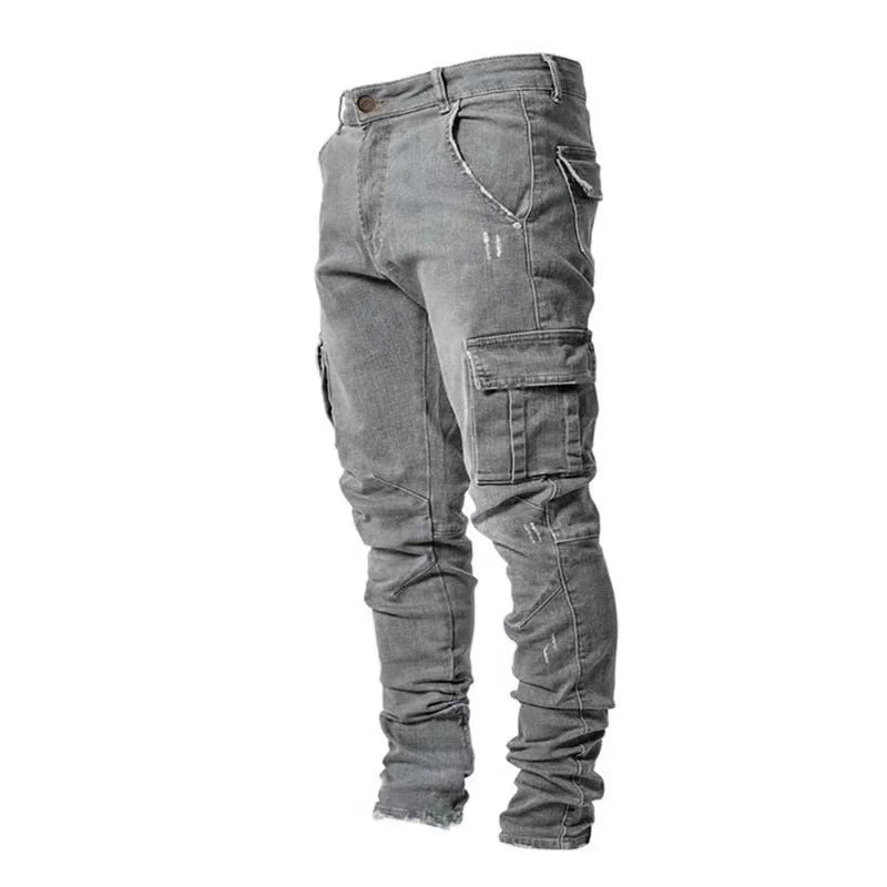 Men’s slim-fit cargo denim jeans