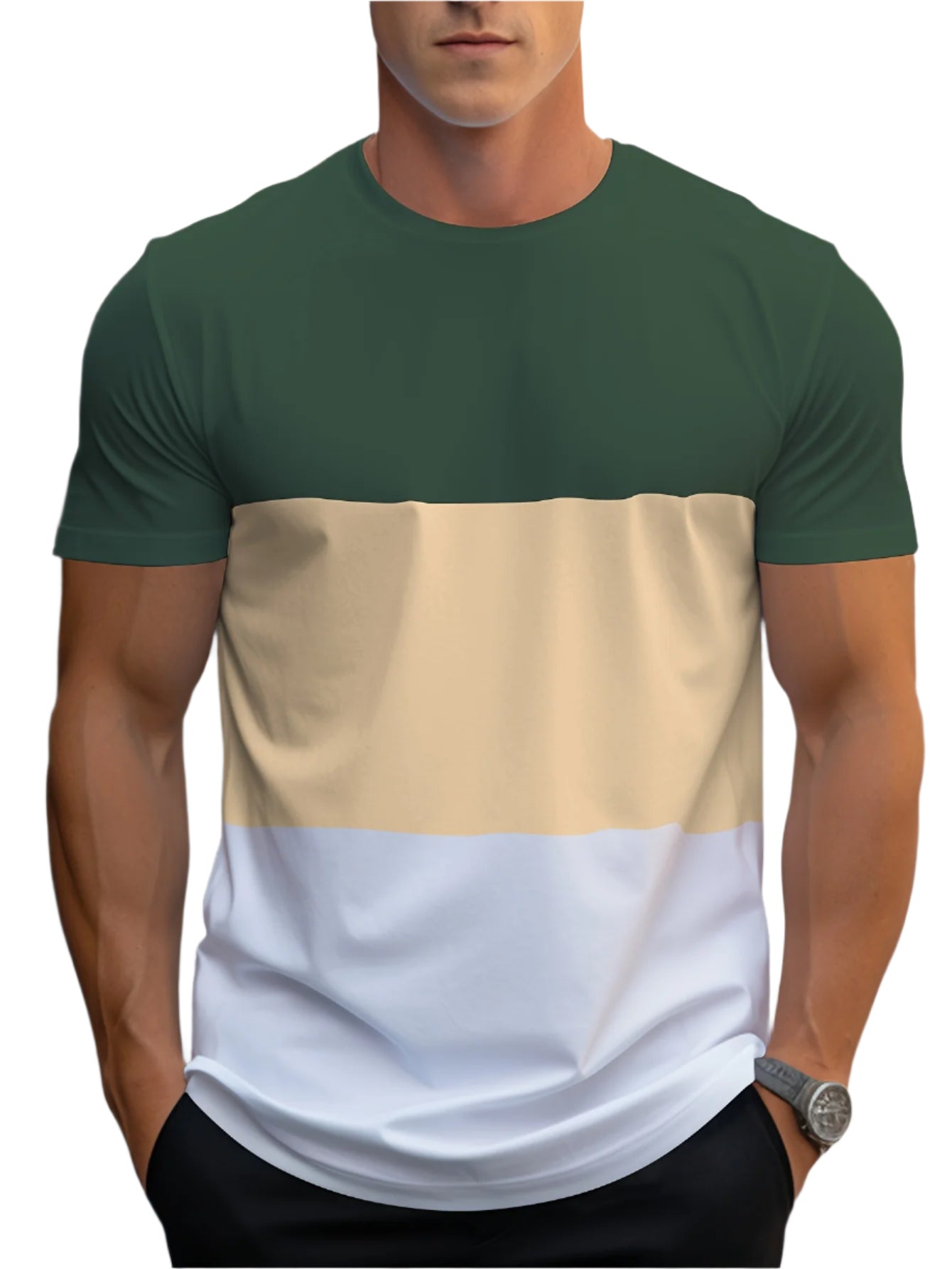 Men’s color-block crew-neck T-shirt