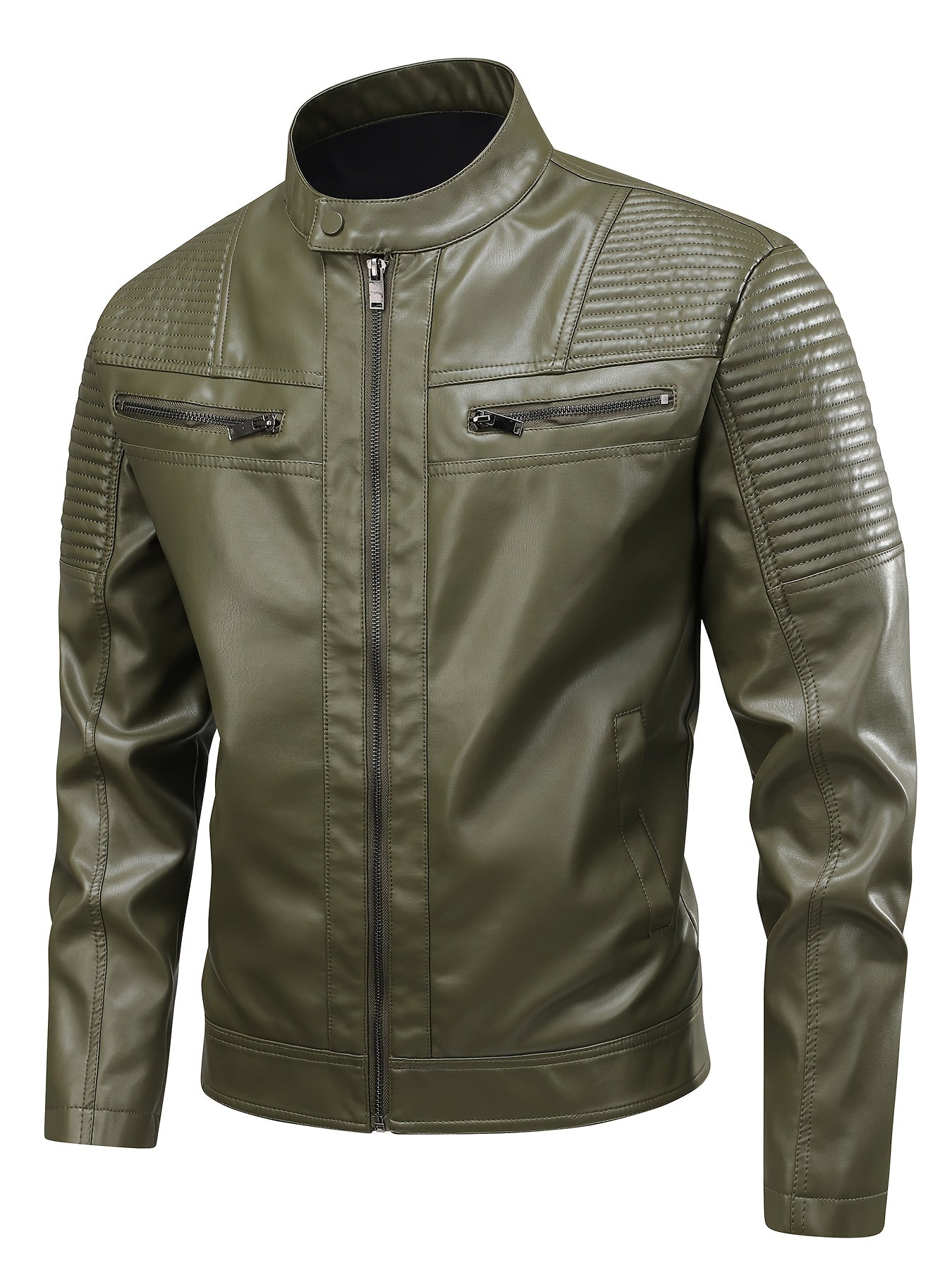 Men's stand-collar moto jacket