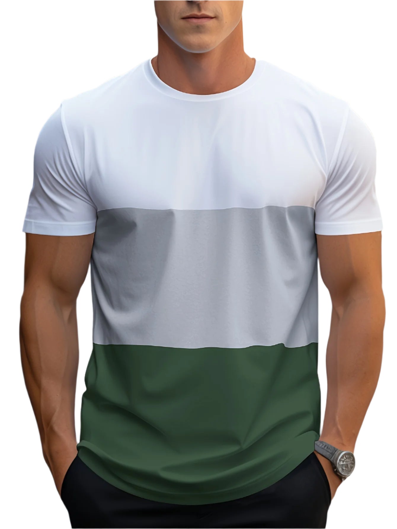 Men’s color-block crew-neck T-shirt