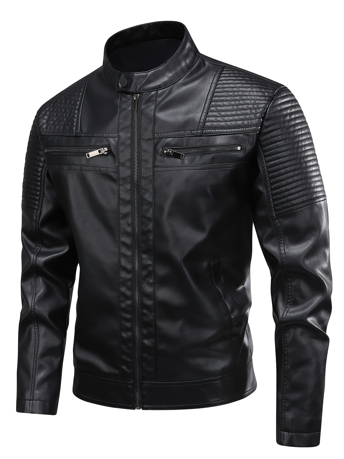 Men's stand-collar moto jacket