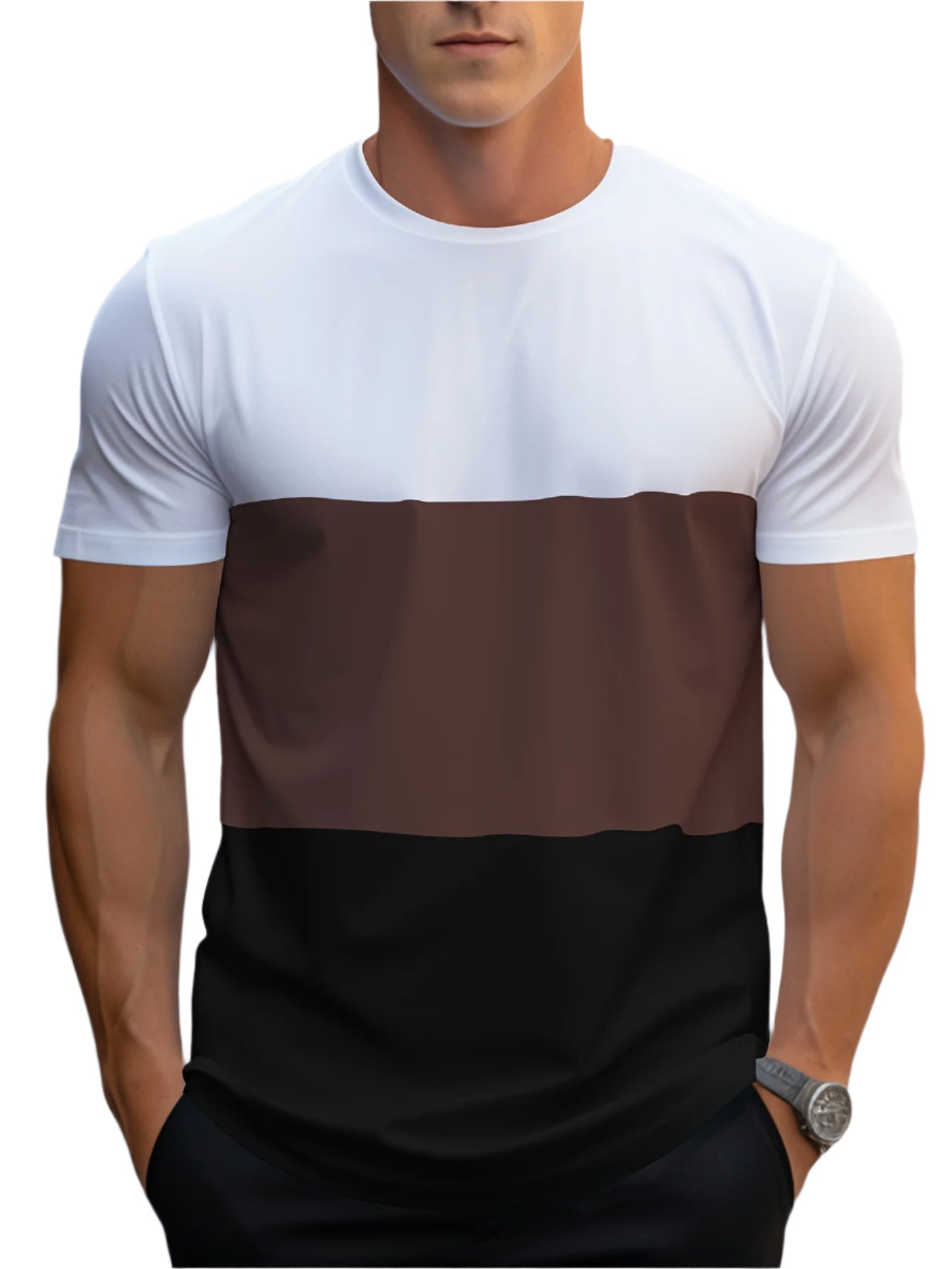 Men’s color-block crew-neck T-shirt